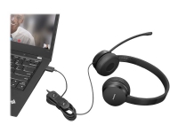 Lenovo - Headset - på örat - kabelansluten - USB-A - svart - CRU - för ThinkCentre M60q Chromebox M70t Gen 3 ThinkCentre neo 70 ThinkPad E14 Gen 3