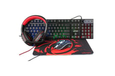 Ultron HAWK Gaming Set tastatur Mus inkluderet QWERTZ Tysk Sort, Rød, Hvid