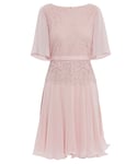 Gina Bacconi Womens Frederica Lace And Chiffon Peplum Dress - Pink - Size 10 UK