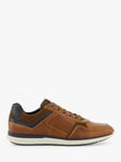 Dune Trended Wide Fit Leather Lace Up Trainers, Tan