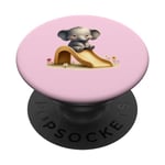 Pink Adorable Elephant on Slide Cute Animal Theme PopSockets Swappable PopGrip