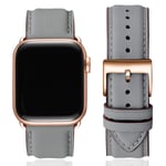 SUNFWR Leather Bands for Apple Watch Strap 41mm 40mm 38mm,Men Women Replacement Genuine Leather Strap for iWatch SE Series 7 6 5 4 3 2 1 Sport,Edition(38mm 40mm 41mm, Gray&Rosegold)