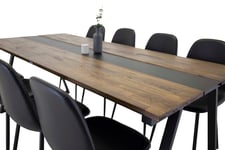 Venture Design Jakarta & Polar matgrupp Natur/svart 8 st stolar & bord 200 x 90 cm