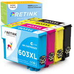 PRETINK 4 Pack 603XL Ink Cartridge Replacement for Epson 603 603 XL for Expression Home XP-2100 XP-4100 XP-3100 XP-2105 XP-3105 XP-4105 Workforce WF-2810DWF WF-2830DWF WF-2835DWF WF-2850DWF