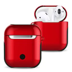 Protective Case Varnished PC Bluetooth Earphones Case Anti-lost Storage Bag for Apple AirPods 1/2 (Color : Red)