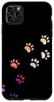 Coque pour iPhone 11 Pro Max Motif empreintes de pattes de chien en aquarelle abstrait arc-en-ciel