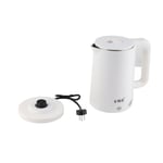 (White)Electric Kettle 2.3L Stainless Steel Double Layer Anti Sclading