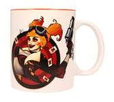 SD Toys Tasse avec Motif Harley Quinn Pistolet, céramique, Blanc et Orange, 10 x 14 x 12 cm