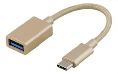 Deltaco USB-adapter USB 3.1 Gen 1 Typ C ha-> Typ A ho, guld