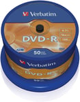 Verbatim 43548 4.7gb 16x Dvd-r Matt Silver - 50 Pack Spindle