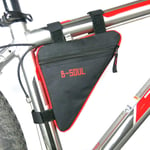 Bicycle triangle bag, car beam bag, quick release mountain bike, front bag, riding equipment accessories-Black red_1L