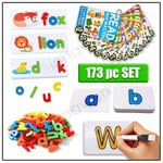 173pc Read Write Flash Cards Kids Phonics Learning Alphabet Words Education Toys