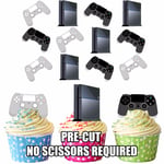 PRECUT PS4 Console Controller 12 Edible Cupcake Toppers Birthday Decorations