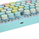 (Blue) Wireless Keyboard Aluminium Alloy Round Keycaps Gaming Keyboard