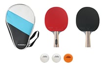 HUDORA Set de ping-Pong Tournament - Set de Haute qualité avec 1 Raquette & 3 balles - Set de ping-Pong avec Sac de Rangement - Raquette de Tennis de Table pour Joueurs Professionnels