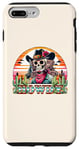 Coque pour iPhone 7 Plus/8 Plus Rétro Cowgirl Western Rodéo Howdy Squelette Coucher de Soleil Désert