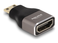 Delock - Hög hastighet - HDMI-adapter med Ethernet - 19 pin mini HDMI Type C hane till HDMI hona - svart/grå - 8K60 Hz (7680 x 4320) stöd