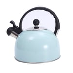 Tea Kettle Stove Top Whistling Hot Water Glossy 201 Stainless Steel with Anti-scalding Press Handle Light-Blue (Size : 2L(2.12Qt))