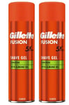 2 x 200ml  Gillette Fusion 5 Shaving Gel Sensitive With Almond Oil Shave Pack