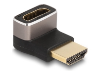 Delock - Hög hastighet - HDMI-adapter med Ethernet - HDMI hane till HDMI hona nedåtvinklad - svart/grå - 8K60 Hz (7680 x 4320) stöd