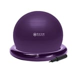 Gaiam Essentials Balle d'équilibre et kit de base, chaise de yoga de 65 cm, ballon d'exercice avec anneau gonflable de base pour la maison ou le bureau, pompe à air incluse – Violet