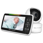 Video Baby Monitor, Stor 5-tums skärm, Fjärrstyrd Pan Zoom, EU-kontakt