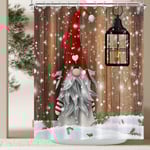 Gnome Duschdraperi, Jul Vinter Söt Santa Claus Wood, ZQKLA