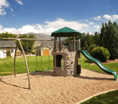 Outdoor Kids Playhouse Children Slide Swing Set Large Climbing Playcentre House
