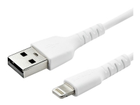 StarTech.com 2m tålig vitt USB-A till Blixtkabel - Tungt, robust aramifiber USB typ A till Blixtladdare/synkron strömsladd - Apple MFi-certifierad iPad/iPhone 12 - Lightning-kabel - USB hane rak till Lightning hane rak - 2 m - dubbelt skärmad - vit