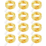 12-pack ljusslingor, 20 LED-lampor koppartrådslampor batteridrivna, 2 m mikroljus för DIY-festdekor camping, varmvit