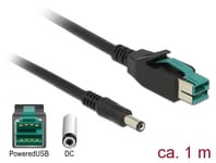 DELOCK – PoweredUSB cable male 12 V > DC 5.5 x 2.1 mm 1 m for POS printers and terminals (85497)