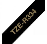 BROTHER TZE-R334-SATIININAUHA - KULLANVÄRINEN TEKSTI MUSTALLA NAUHALLA, 12 MM (TZER334)