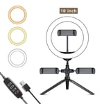 AJH LED Ring Light 10" with Tripod Stand and Flexible Phone Holder, Desk Makeup Selfie Ring Light with Dimmable 3 Light Modes and 10 Brightness Level for YouTube Video Ph