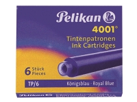 PELIKAN Tintenpat 4001 TP-6 koenigsblau fuer Patronenfuellhalter loesch- und auswaschbarer Tinte Inhalt 6 Patronen (00301176)