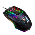 Free Wolf Wired Gaming Ergonomic Ergonomic Optical Mouse with 10,000 Adjustable DPI, Display Screen, 9 RGB Backlit Programmable Mice for PC,Mac, Laptop