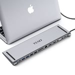 YLSCI Station d'accueil 13 en 1 pour Ordinateur Portable, hub USB C 4K HDMIx2,VGA x1,USB 3.0x2,USB 2.0x2,SD/TF-Karten,Gigabit-Ethernet, Audio, Typ-C, PD2.0 pour Macbook Air/Macbook Pro/Surface Pro