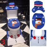 3pc / Set Santa Toilet Seat &cover Rug Xmas Decor 3