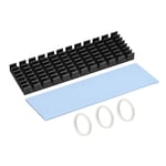 sourcing map M.2 Aluminum Heatsink Kit 70x22x6mm Slotted Design Black with Silicone Thermal Pads for 2280 SSD