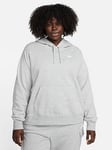 Nike NSW Club Fleece Pullover Hoodie (Curve) - Dark Grey Heather, Dark Grey Heather, Size 18-20=1X, Women