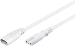 electrosmart 2m IEC C7 Figure 8 Extension Power Cable – C8 Male Plug to C7 Female Jack Socket (White)
