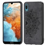 LLLi Mobile Accessories for HUAWEI Embossed Mandala Pattern Magnetic PC + TPU + Fabric Shockproof Case for Huawei Y6 Pro (2019) without Fingerprint Hole(Black) (Color : Black)