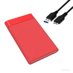 Almencla Support de disque dur externe 2,5 pouces portable léger avec câble USB universel 5 Gbps boîtier gratuit pour accessoires d'ordinateur portable rouge