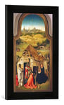'Encadré Image de Hieronymus Bosch "L'adoration des rois – Moyen Tableau du triptychons de Epiphanie, Impression d'art dans le cadre de haute qualité Photos fait main, 30 x 40 cm, noir mat