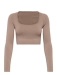 Luxe Seamless Crop Long Sleeve Sport Crop Tops Long-sleeved Crop Tops Beige Aim´n