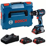 Bosch Professional 18V System perceuse-visseuse à percussion sans-fil GSB 18V-90 C (2 100 tr/min, moteur sans charbon, avec 3 batteries ProCORE 4.0Ah, charger GAL 18V-40, dans L-BOXX)