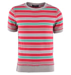 DOLCE & GABBANA Knitted Striped Cotton T-Shirt Red Green Beige 46 US 36 S 03659