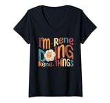 Womens I'm Rene Doing Rene Things Funny Groovy Retro Rene V-Neck T-Shirt