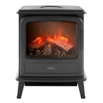 Dimplex Evandale Optimyst Electric Stove, Slate Grey Free Standing Stove with Ultra Realistic Flame and Smoke Effect, 2kW Adjustable Fan Heater, Thermostat, Log Bed and Remote Control, Slate Grey