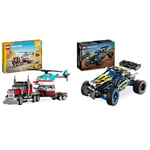 LEGO Creator 3-en-1 Le Camion Remorque avec Hélicoptère, Set de Véhicules & Technic Le Buggy Tout-Terrain de Course, Véhicule de Rallye, Jouet de Construction de Voiture de Course, Cadeau