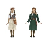 Smiffys Evacuee School Girl - Childrens Fancy Dress Costume,10-12 Years,Grey & WW2 Evacuee Girl Costume